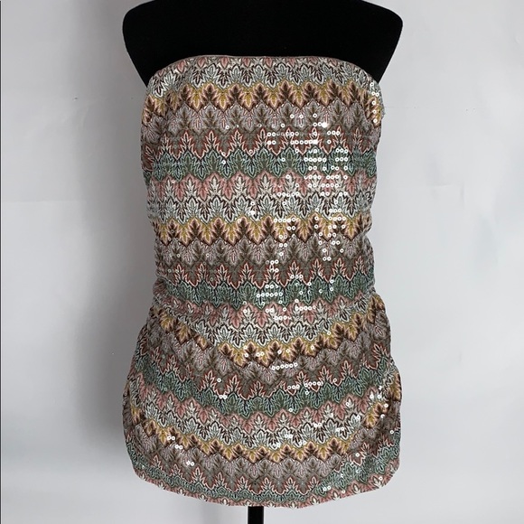 Express Tops - Express Multi Color Sequin Tube Top